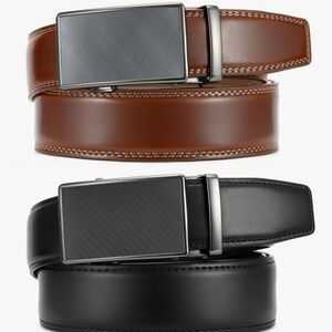 CHAOREN Men’s Leather Ratchet Belt 2 Pack Adjustable 32–38 Waist New Box